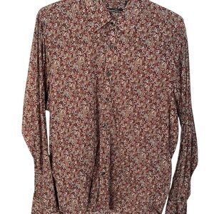 Kenneth Cole Men’s Paisley/Floral Long Sleeve Button Up Shirt Size L